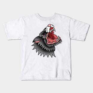 Angry Wolf - Traditional Tattoo Style Kids T-Shirt